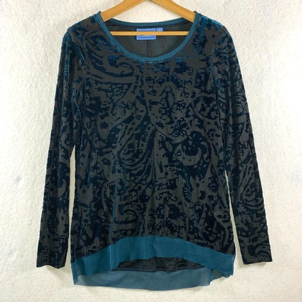 Womens Whimsigoth Velvet Burnout Long Sleeve Top Small Dark Romantic FairyGrunge